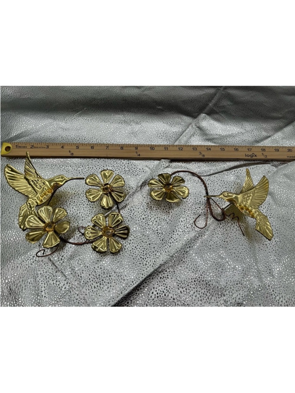 Home Interiors Gold Hummingbird Floral Wall Accent - Picture 3 of 3